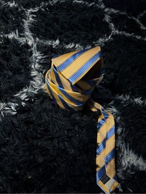 Striped Gold and Blue Bruno Marchesi Men's Tie